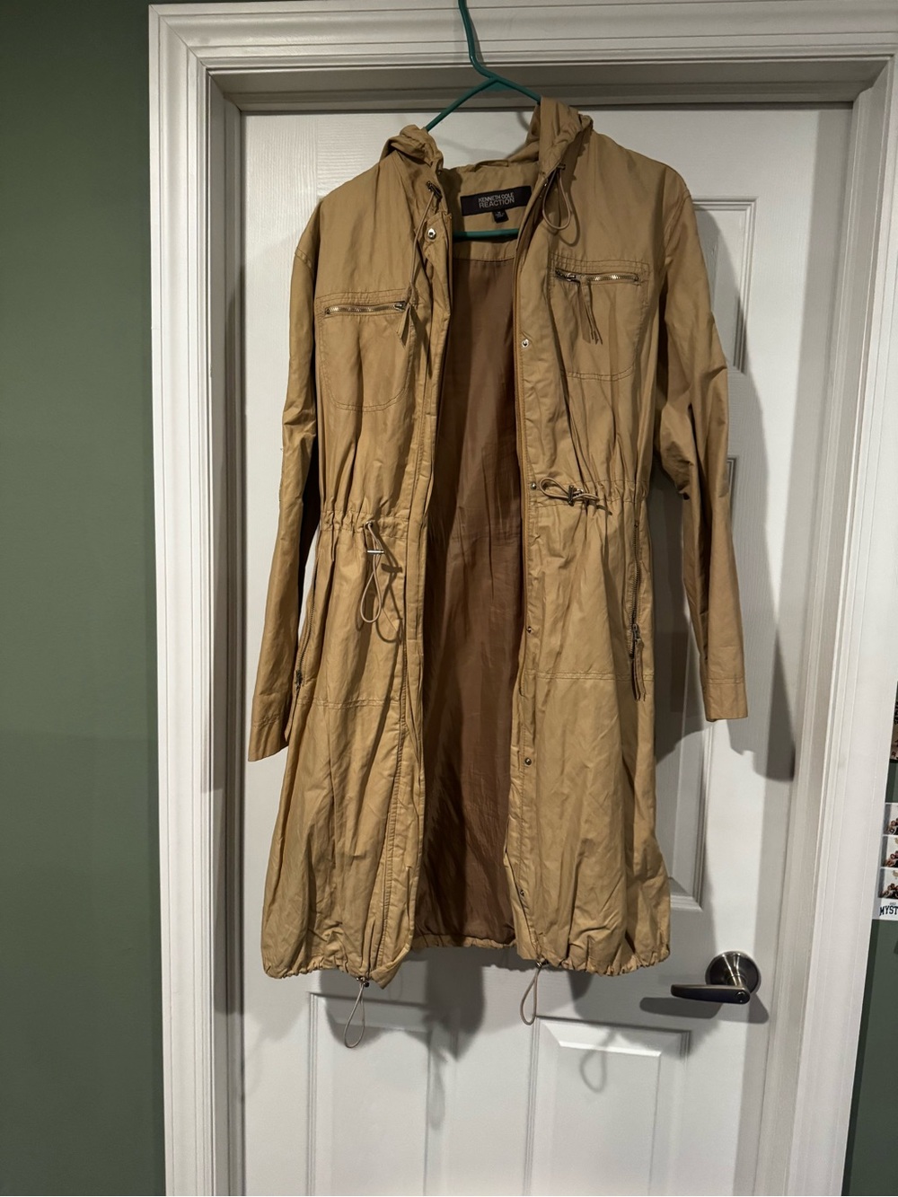 Kenneth Cole size M Tan Hooded Trench Anorak EUC